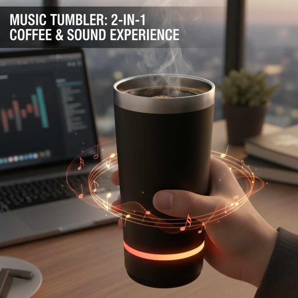 Insulated Stainless Steel 16oz Mug With Bluetooth Speaker & LED Lights ...
