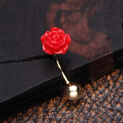 Romantic Rose Blossom Curved Barbell 16ga - Image 1 of 2
