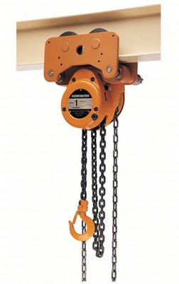 Harrington NTH010-10 Manual Chain Trolley Hoist, 10ft Lift, 1 Ton / 2000 lb