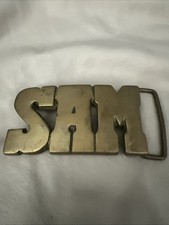 Solid Brass Name SAM Belt Buckle Vintage