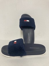 Tommy Hilfiger Dezia Logo Faux Fur Slides BLUE 7M