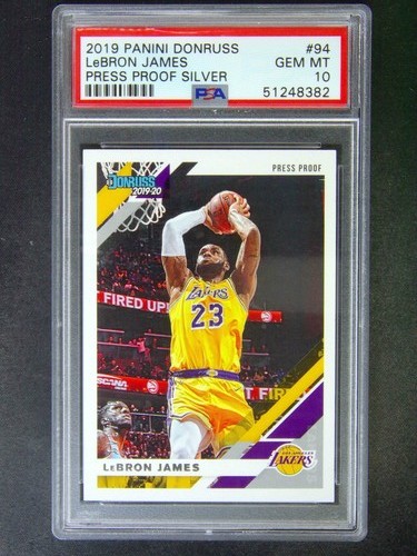 2019-20 Donruss LeBron James #94 Press Proof Silver 23/349 JSY# 1/1 PSA 10 -z