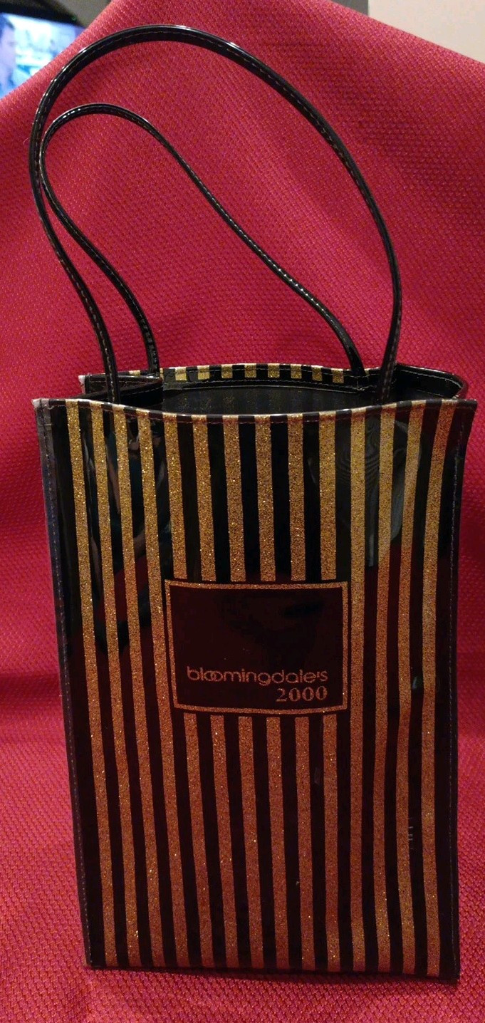 Vintage Bloomingdales 2000 Black Gold Tote Bag Stylish Spacious Carryall