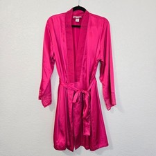 Morgan Taylor intimates L Pink Satin Robe Lace Details Loungewear Sleepwear