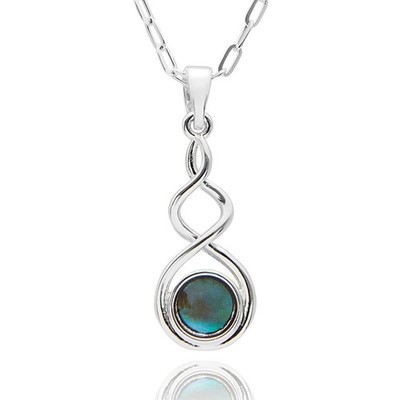 Equilibrium Paua Shell Twist Halskette versilbert Geschenk verpackt