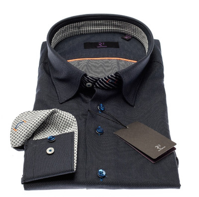 R2 Amsterdam Herrenhemd Langarm Modern Fit schwarz Easy Care 100% Baumwolle