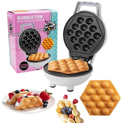 Bubble Mini Waffle Maker- Breakfast Fun w Tiny Hong Kong Egg Style Design, 4''...