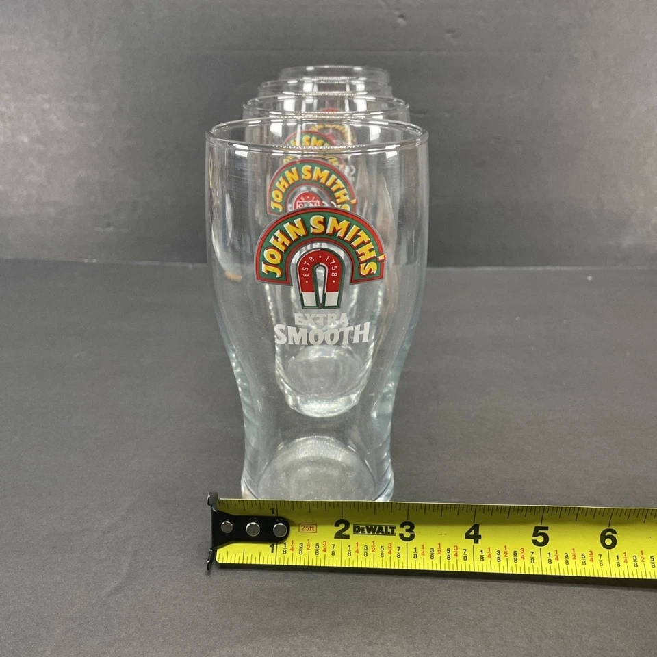 John Smiths Beer Pint Glasses Set of 4 Extra Smooth Pub Glasses Barware Man Cave - Image 4 of 4