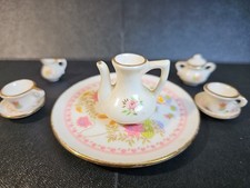 Vtg Miniature Tea Service 6pcs with Rose Theme Platter for Doll House
