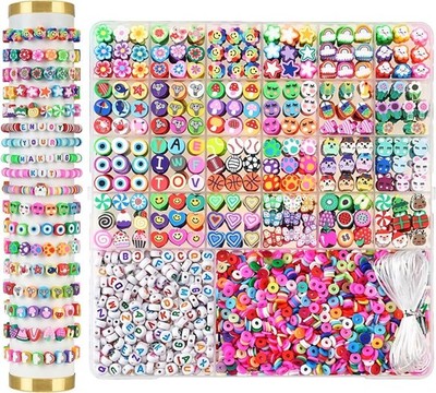 2300pcs Polymer Clay Beads Bracelet Making Kit, 24 Style Cute Fun Beads for Frie