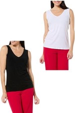 IMAN Global Chic Women's 2pk Reversible Stretch Knit TankTops Blk/Wht
