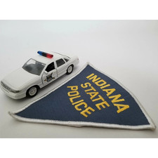 Roadchamps 1:43 Diecast Police Cruiser and Indiana State Police Agency Patch
