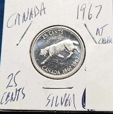 1967 Canadian Canada 25c Cent Quarter Dollar Coin 50% - 80% Silver