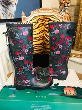 NEW JOULES  FLOWER FLORAL DESIGN WELLINGTON BOOTS WELLIES SIZE 4