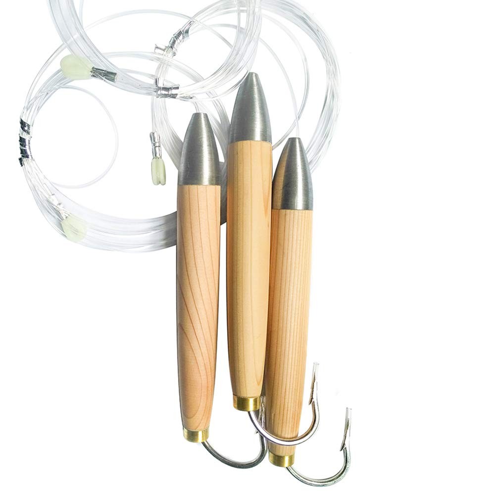 3 PCS Rigged Cedar Plugs 6 Inch Plug Saltwater Tuna Trolling Fishing Lures - Image 2