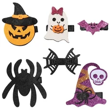 TailaiMei 6 Pcs Halloween Hair Clips, Pumpkin Ghost Bat Spider Web Hair Decor...
