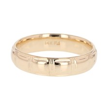 5mm Diamond-Cut Pattern Wedding Band Ring 14k Yellow Gold 5.57 Grams Size 9.25