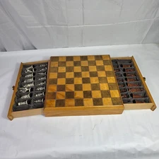 17" Board Handcrafted Wooden Chess Set – Storage Drawers, Detailed Resin Pieces