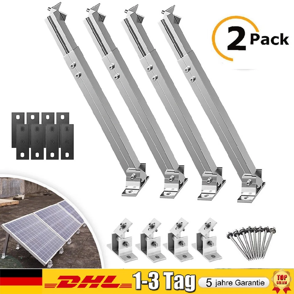 MARKENLOS Aufständerung Solarmodul Halter Wand Dach Boden Balkonkraftwerk PV 2 Paneele DE
