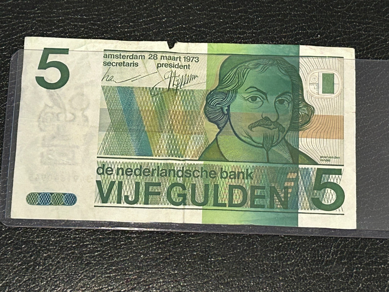 Netherlands 5 Gulden 1973 Vintage Old Paper Money Banknote Currency
