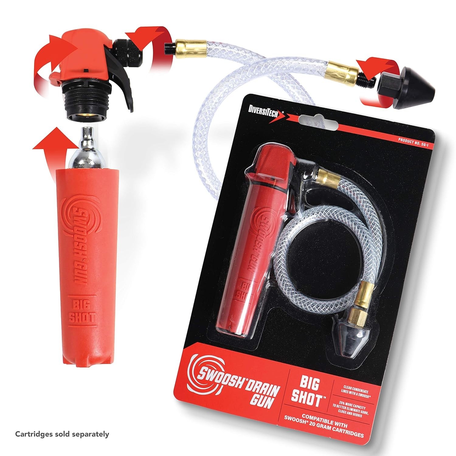 Versatile 20G Red Drain Gun with National Pipe Tapered Connection - Swoosh