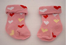 Pink Socks with Multicolor Hearts Fits 18inch Dolls