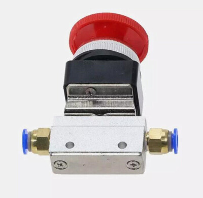 Red Emergency Stop Button Self Lock 2 Position 3 Way Air Mechanical Valve 1/8''