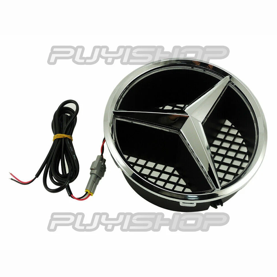 Luz emblema estrella parrilla delantera LED iluminada para coche para Mercedes Benz Clase C GLK Foto 4 de 4