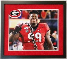 GEORGIA BULLDOGS JORDAN DAVIS SUEDE FRAMED SIGNED 16x20 PHOTO JSA COA