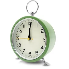 Small Alarm Clock Silent Non Ticking Quartz Movement Hanging Modern Metal Des...