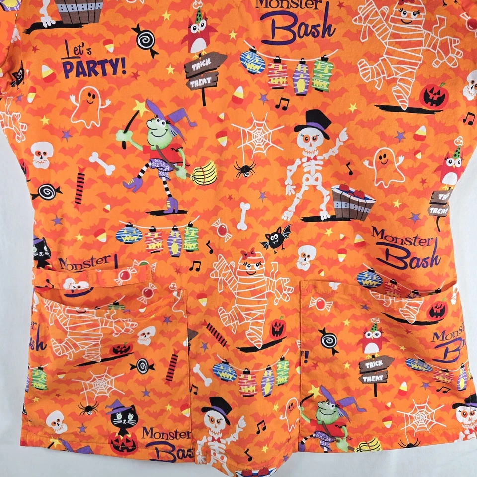 Blusa Médica Cherokee Halloween Talla M Naranja Foto 3 de 4