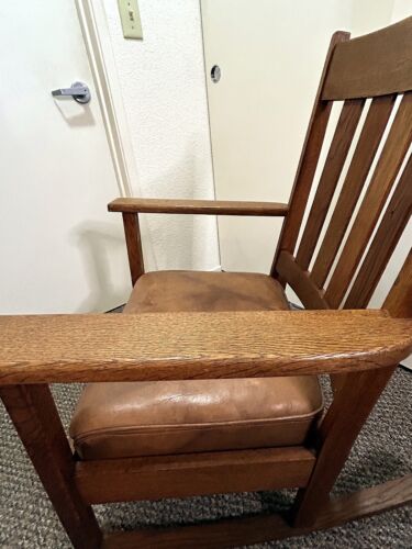 Vintage Mission Tiger Oak Rocking Chair Stickley Style Beautiful Wood Nice Shape - Picture 13 of 14