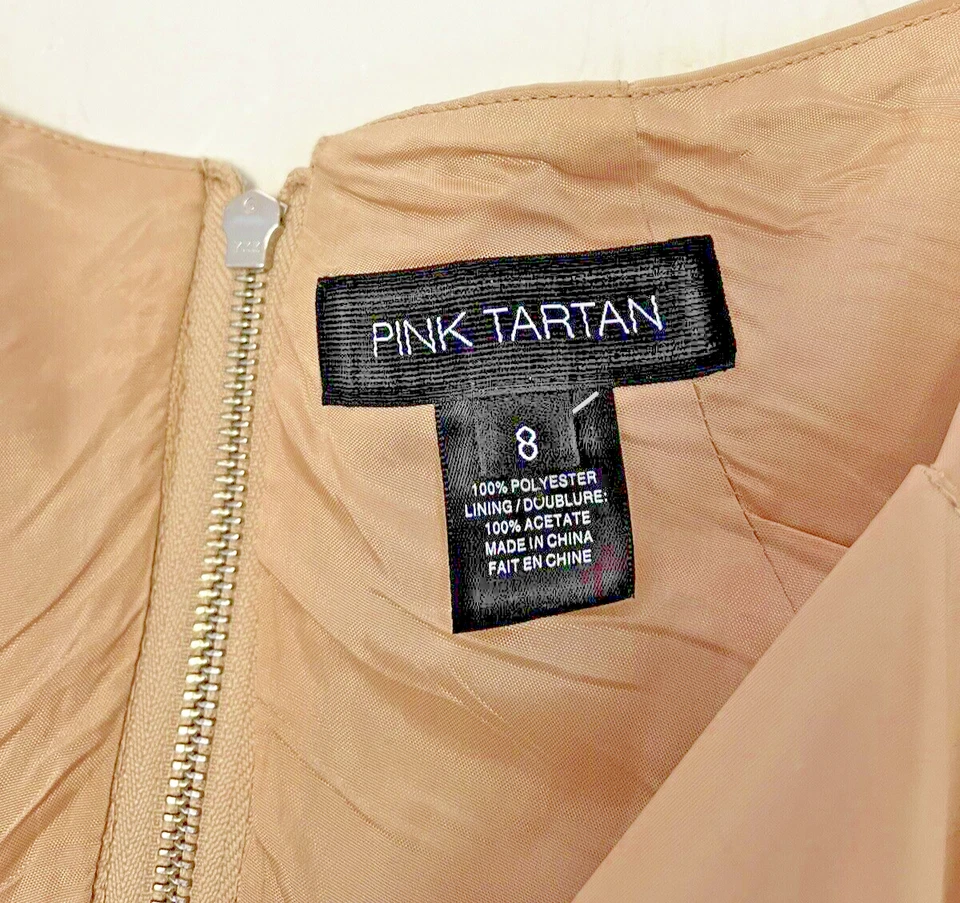 Розовый тартан хаки желтовато-коричневый полная юбка платье ретро 40 рок платье 8 EUC - Изображение 3 из 4