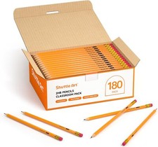 Shuttle Art 180 Pack Pencils Bulk, 2 HB, 1 Count Pack of 180 , Black