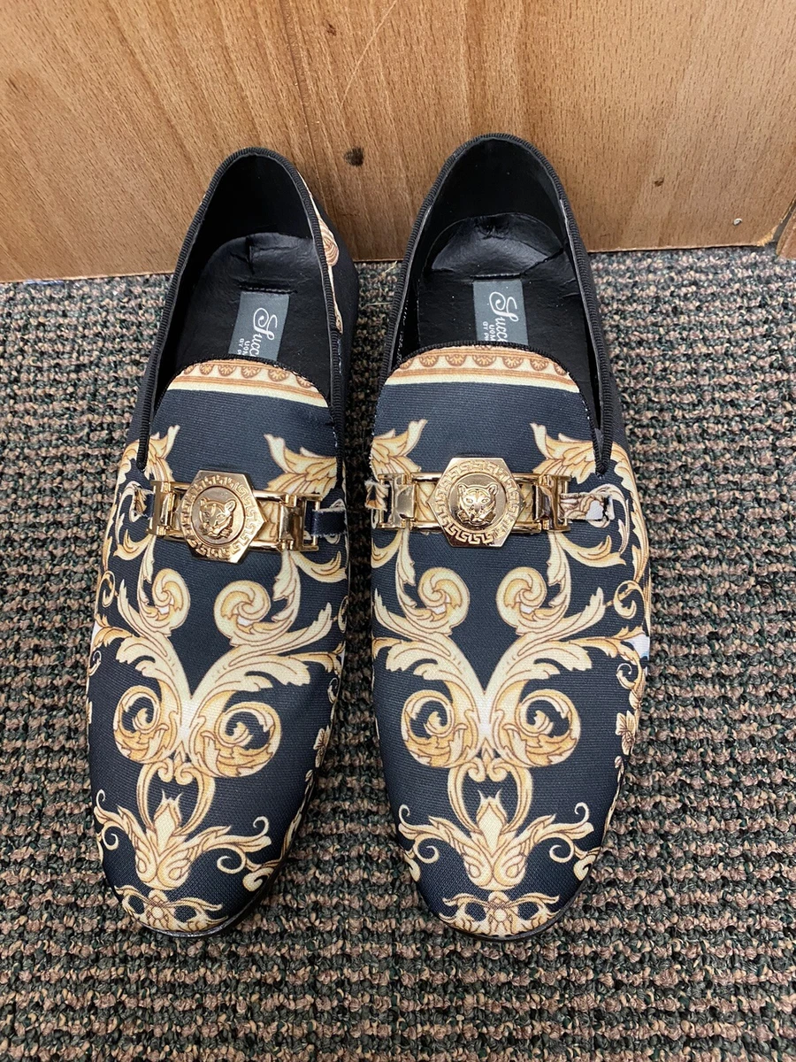 Success Black/White Versace Print Slip-on Men's Dress Shoe