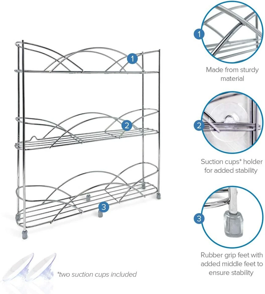Supporto per Rack per Erbe a 3 Livelli Montato a Parete/Autoportante - D'argento - Immagine 3 di 4