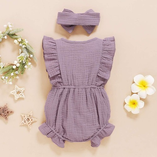 Toddler Baby Girl Ruffled Sleeveless Romper Casual Summer Jumpsuit Cotton Lin... - Picture 3 of 7
