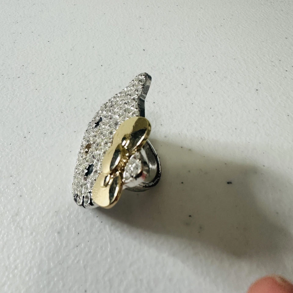 Big Hello Kitty 圆形切割水晶斯洛伐克 12 码戒指闪亮 — 第 4/4 张图片