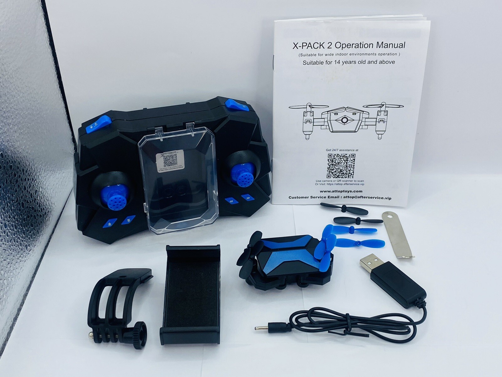 Attop X-Pack 2 -  2.4G Mini Foldable Drone Compact and Portable Blue OPEN BOX