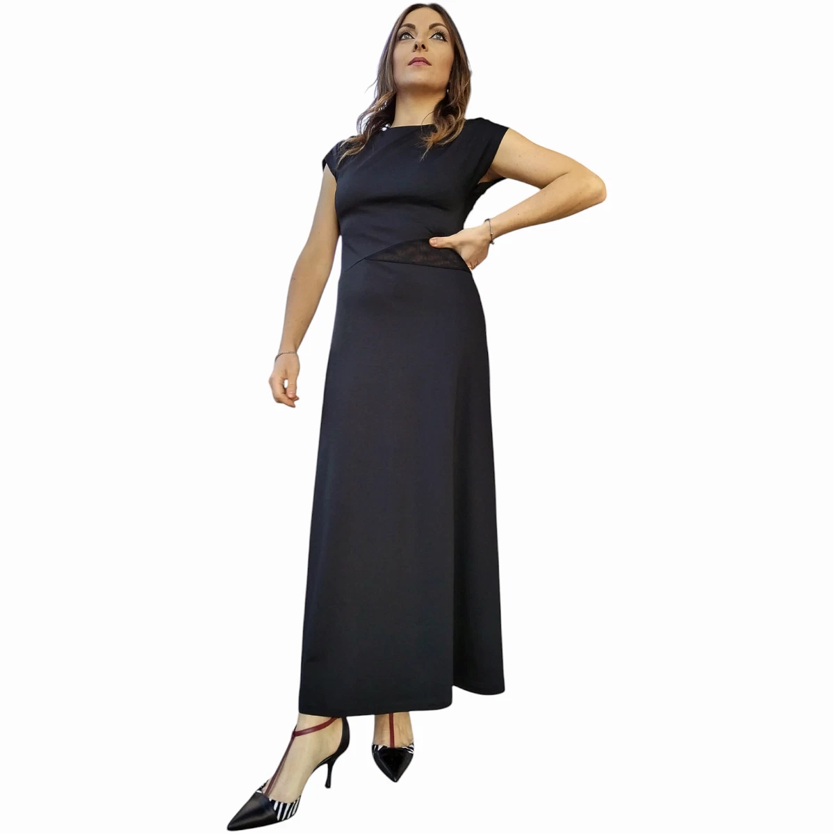 Abito Lungo Estivo DB MOON Donna 2025 – Maniche Corte, Vita Impero, Con Tasche, Taglie Forti, Floreale - 5