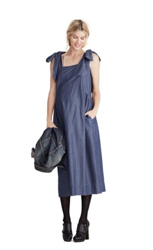 Hatch Maternity Women’s THE KATE BOWTIE DRESS Indigo Blue Size 1 (S/4-6) NEW - Picture 2 of 6