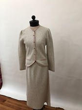 Vintage Oscar de la Renta suit Knit Long Skirt Ladylike Crop Jacket 8