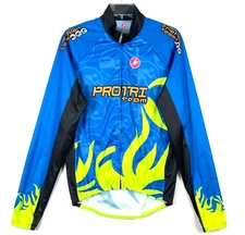 Castelli Cycling Windbreaker Jacket Mens M Blue Full Zip Packable USA Protri