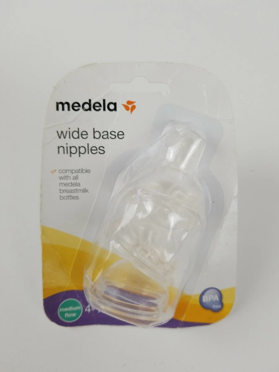 Medela 3 Pack Medium Flow Wide Base Nipple Breast Milk Bottle Compatible  #87134