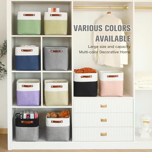 Cube Storage Baskets 6 Pack, 11x11 inch Foldable Cube Storage Bins Black/Gray - Picture 7 of 7