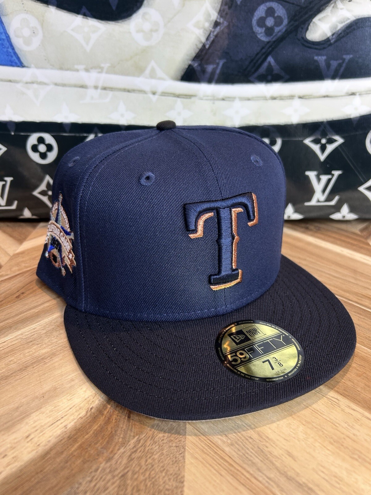 New Era x Prociety x Rushmore Texas Rangers Noho Nati 7 3/8 Rare Blue Black