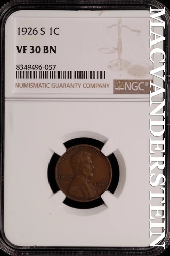 1926-S Lincoln Wheat Cent - NGC VF 30 BN - Scarce  No Reserve  #SLH188