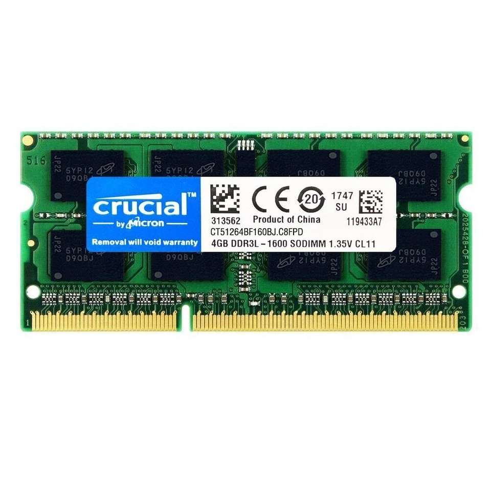 Crucial 8GB Kit 2 x 4GB DDR3L 1600MHz PC3L-12800 Laptop RAM Sodimm Memory 1.35V - Image 3 of 4