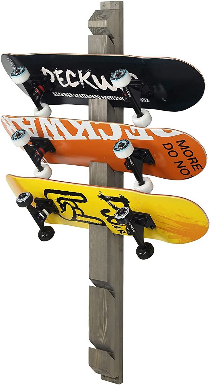 Wall Mounted Skateboard Storage Hanger, Skateboard Storage Rack, Holds 6 Boards