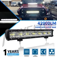 20Inch LED Light Bar Tri Row Spot Flood Combo For JEEP Truck Offroad 4WD ATV SUV